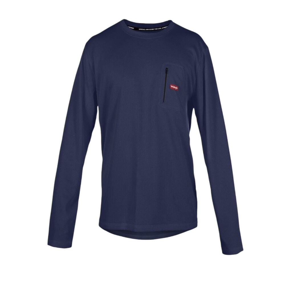 Wrangler Men's Moisture Wicking Waffle Thermal Pull-On Long Sleeve Tee Shirt Lg
